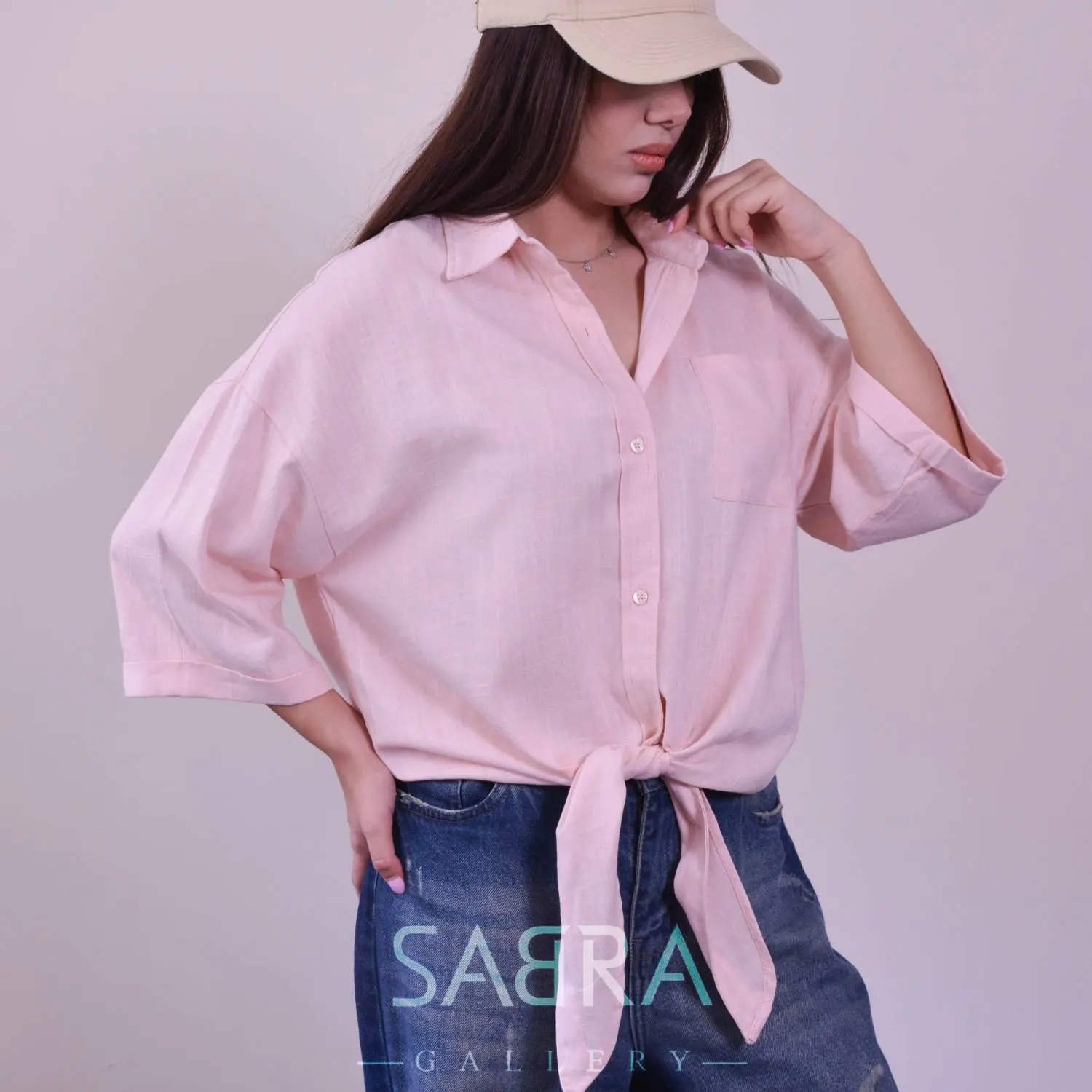شومیز لینن جلو گره
