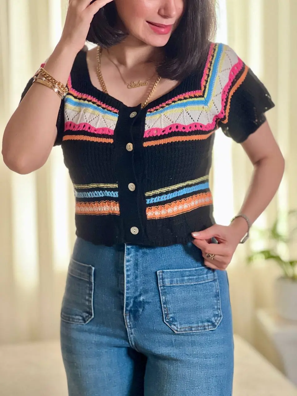 بلوز کراپ بافت ZARA