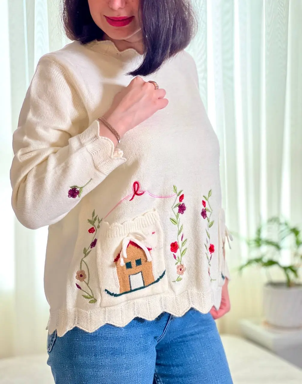 بلوز بافت گلدوزی کیوت هوم