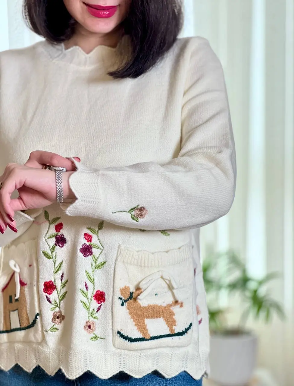 بلوز بافت گلدوزی کیوت هوم