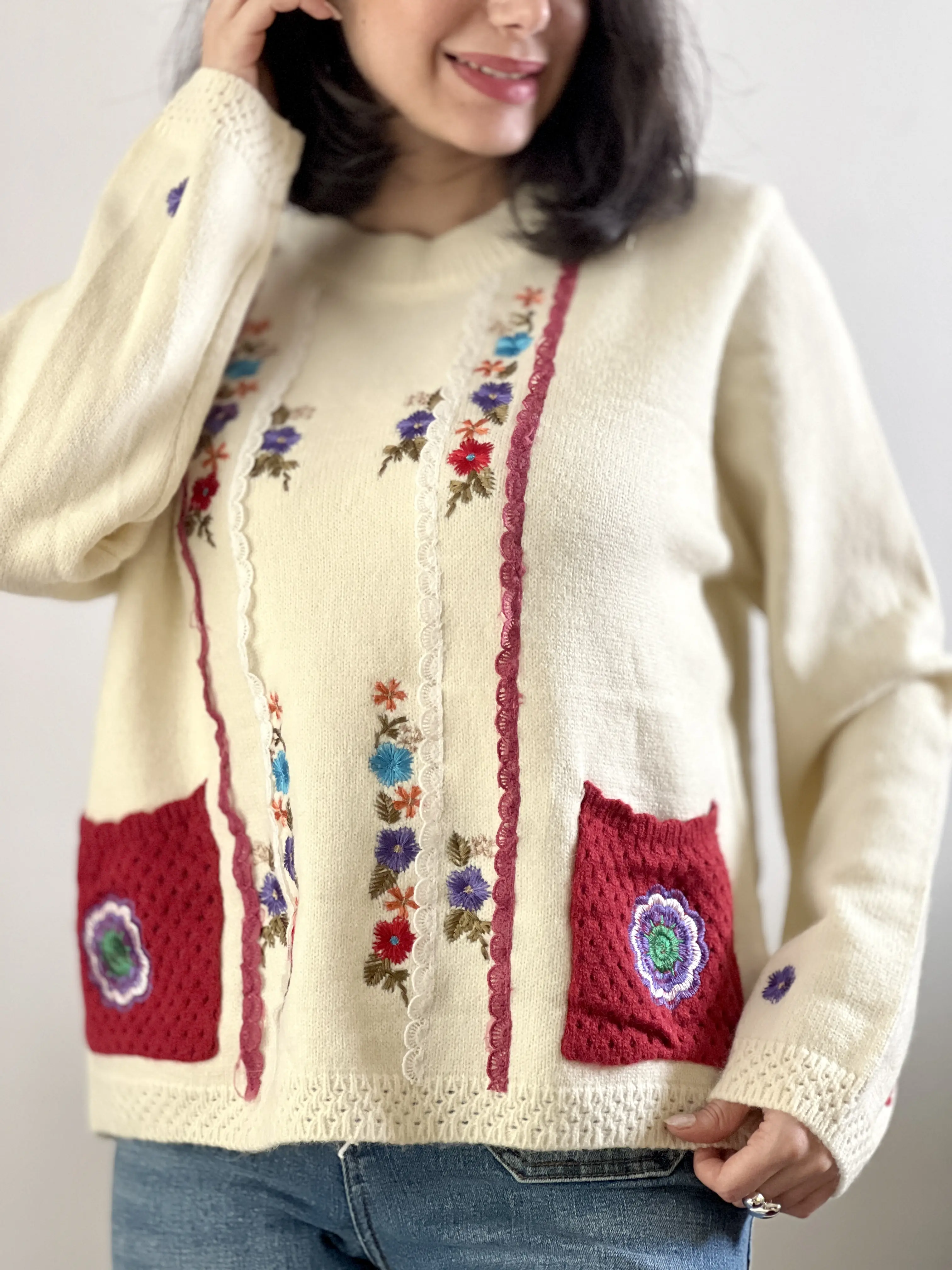 بلوز بافت گلدوزی فلاور