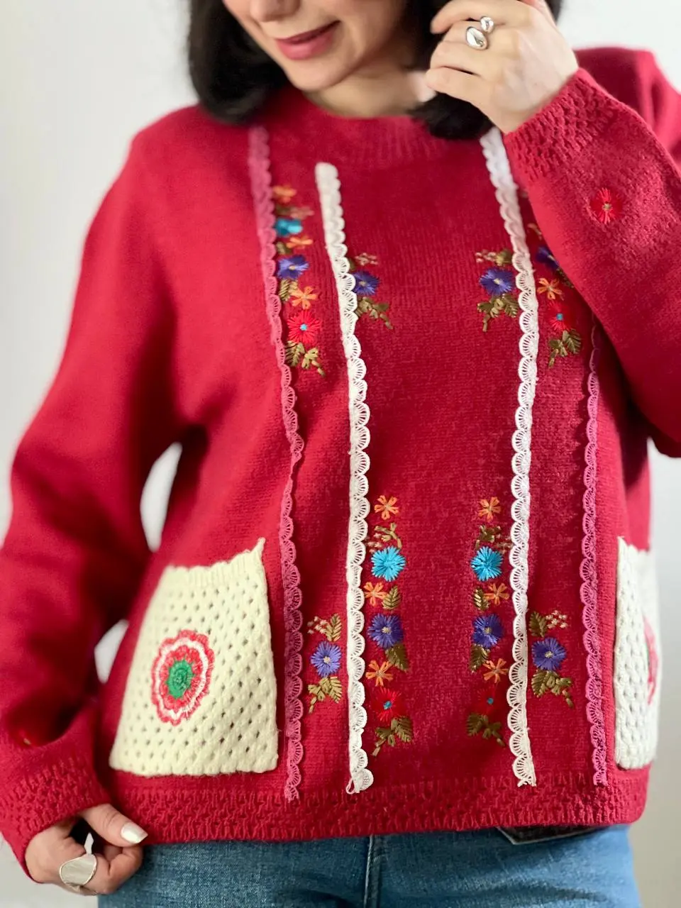 بلوز بافت گلدوزی فلاور