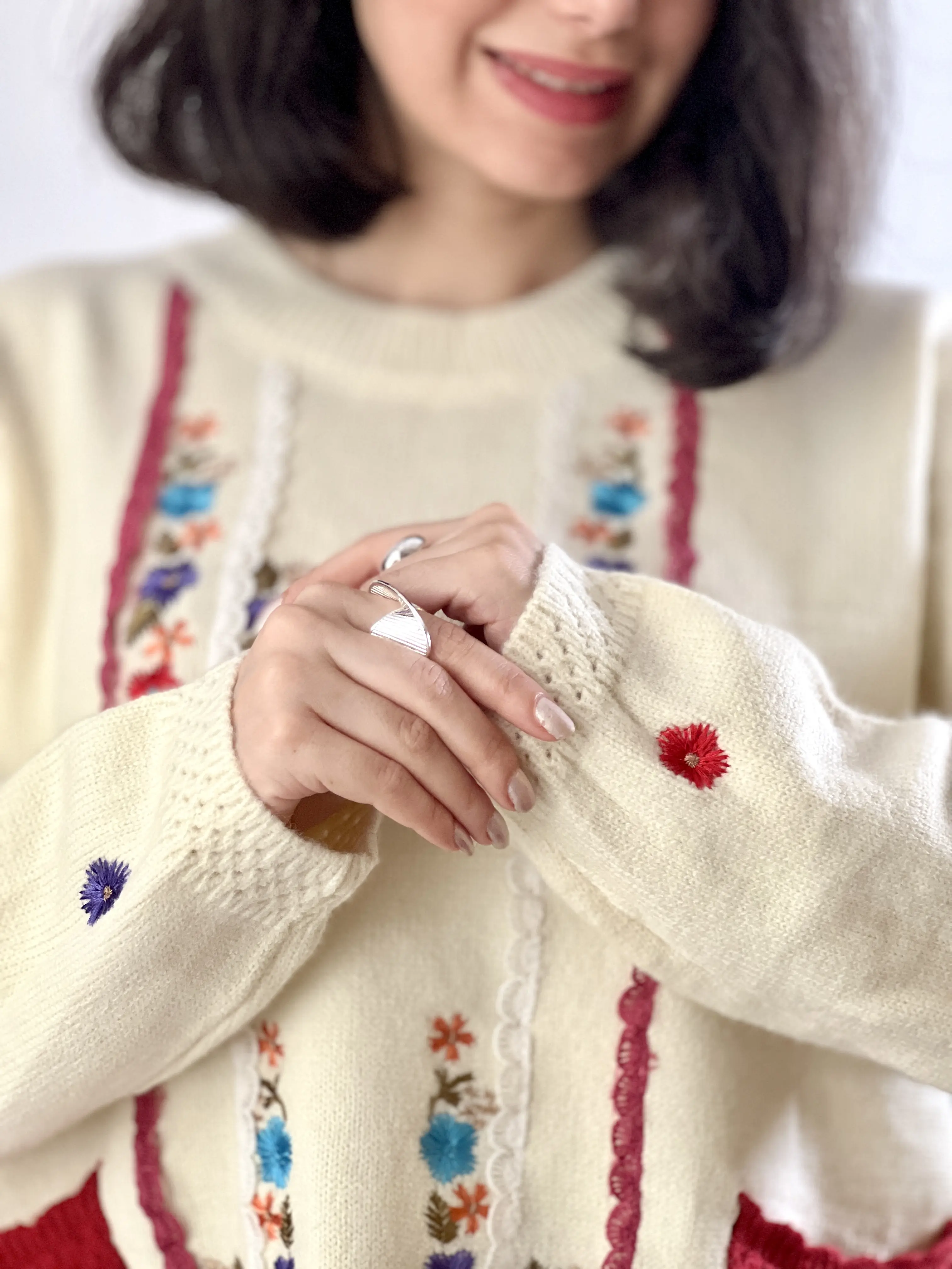 بلوز بافت گلدوزی فلاور