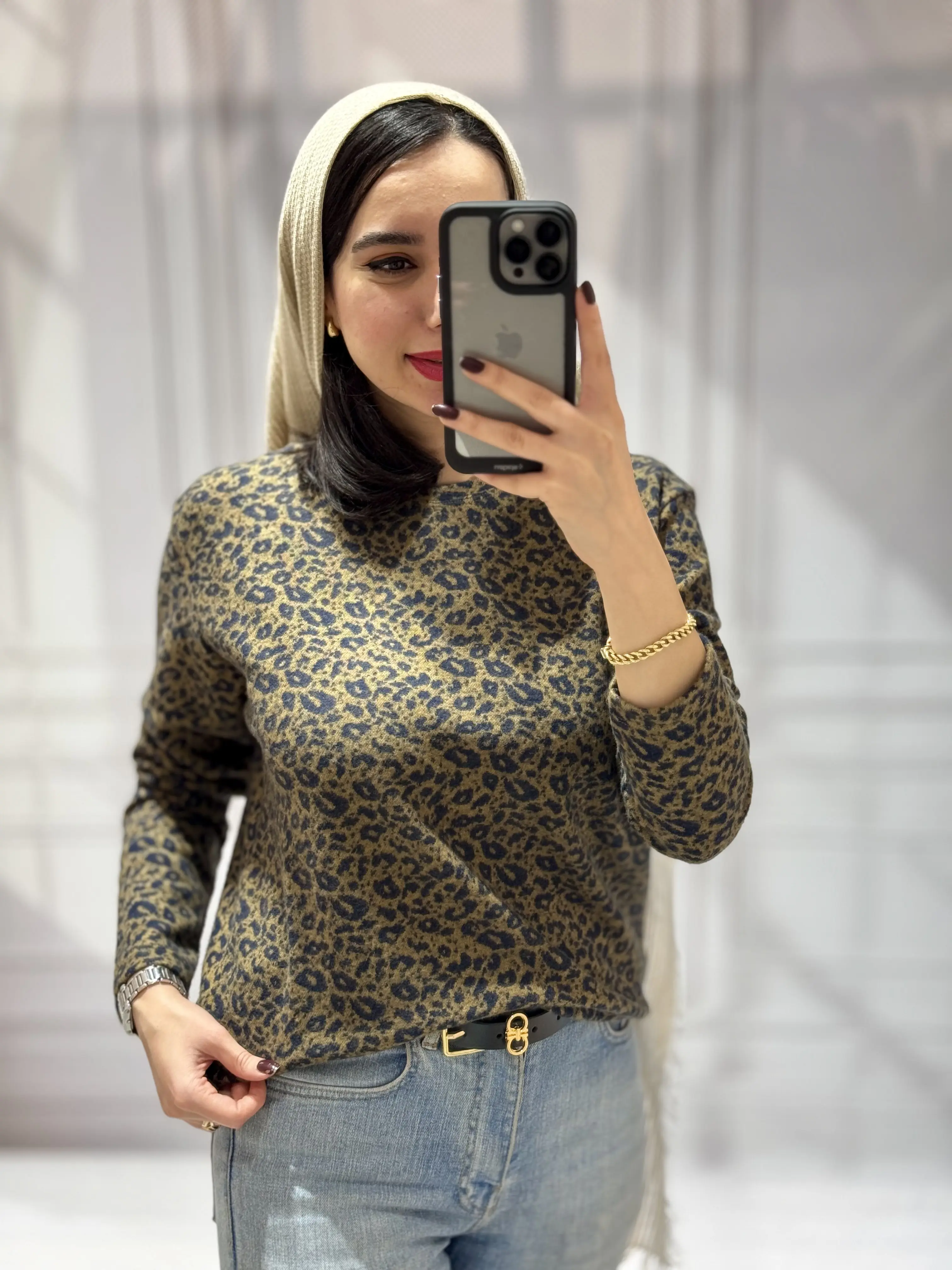 بلوز موهر زنانه طرح پلنگی