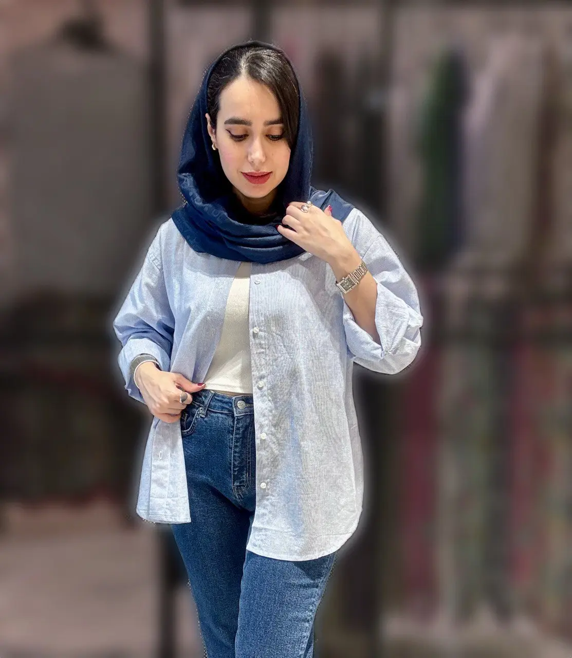 شومیز راه راه اور سایز قد بلند Stradiva