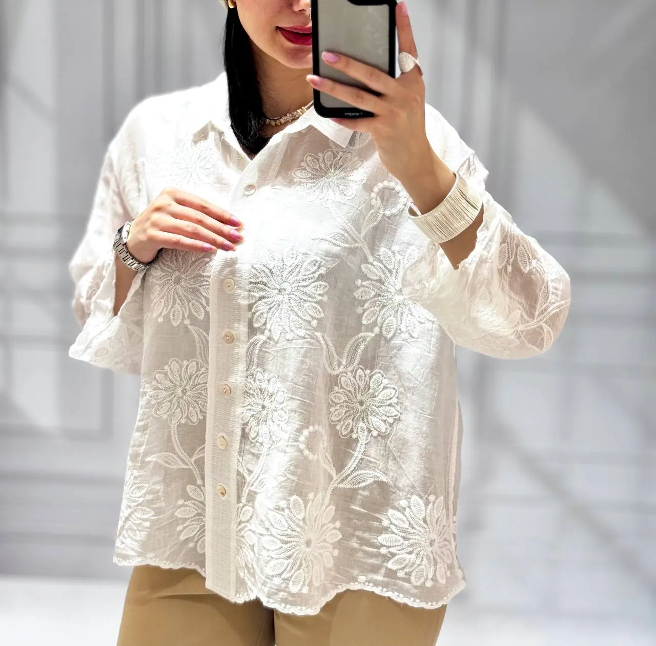 شومیز گلدوزی نگینی