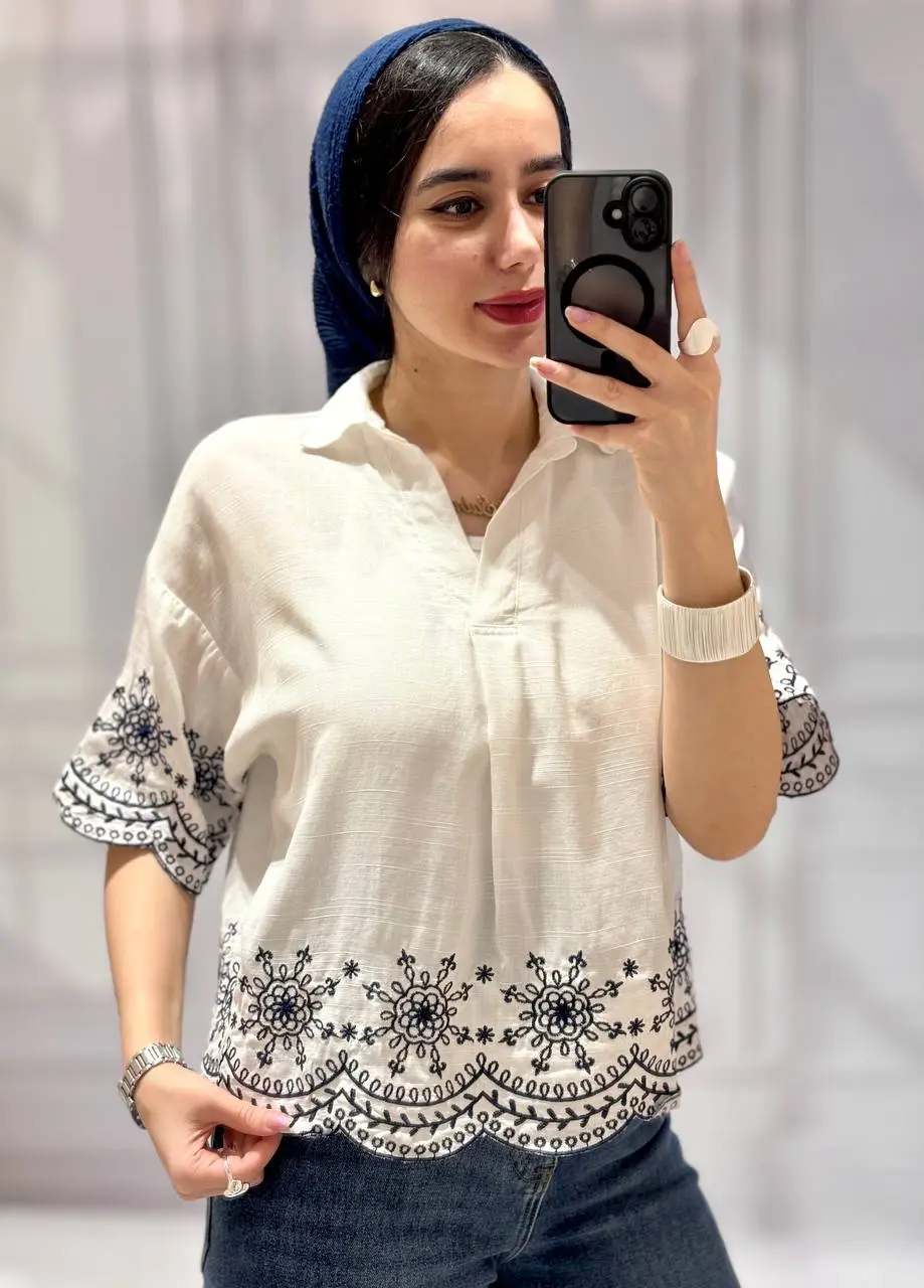 شومیز زنانه گلدوزی OYSHO