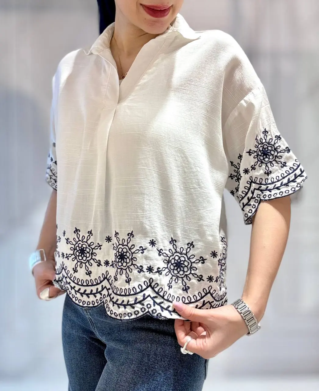 شومیز زنانه گلدوزی OYSHO