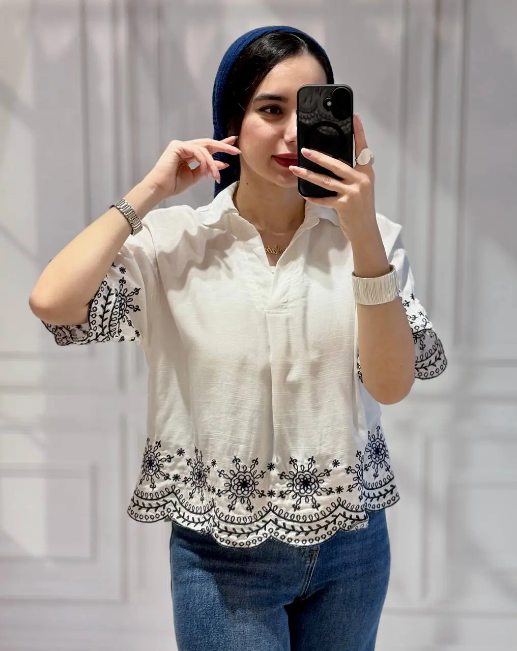 شومیز زنانه گلدوزی OYSHO